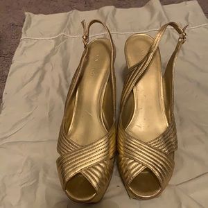 Gold sling backs